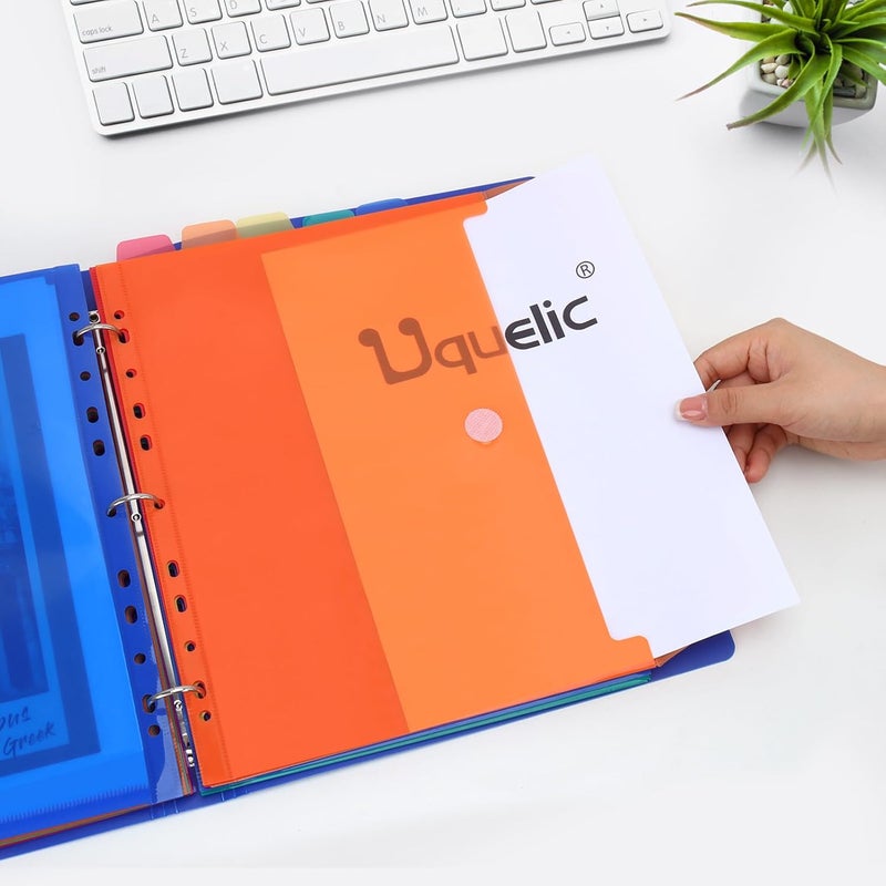 Uquelic A4 Binder, Folio Document Organizer with 12 Pockets, 3 Ring Folder Letter Size/A4, Cute Life Binder for Paper, Files, Photos, Letters, Cards(Blue) - Image 2